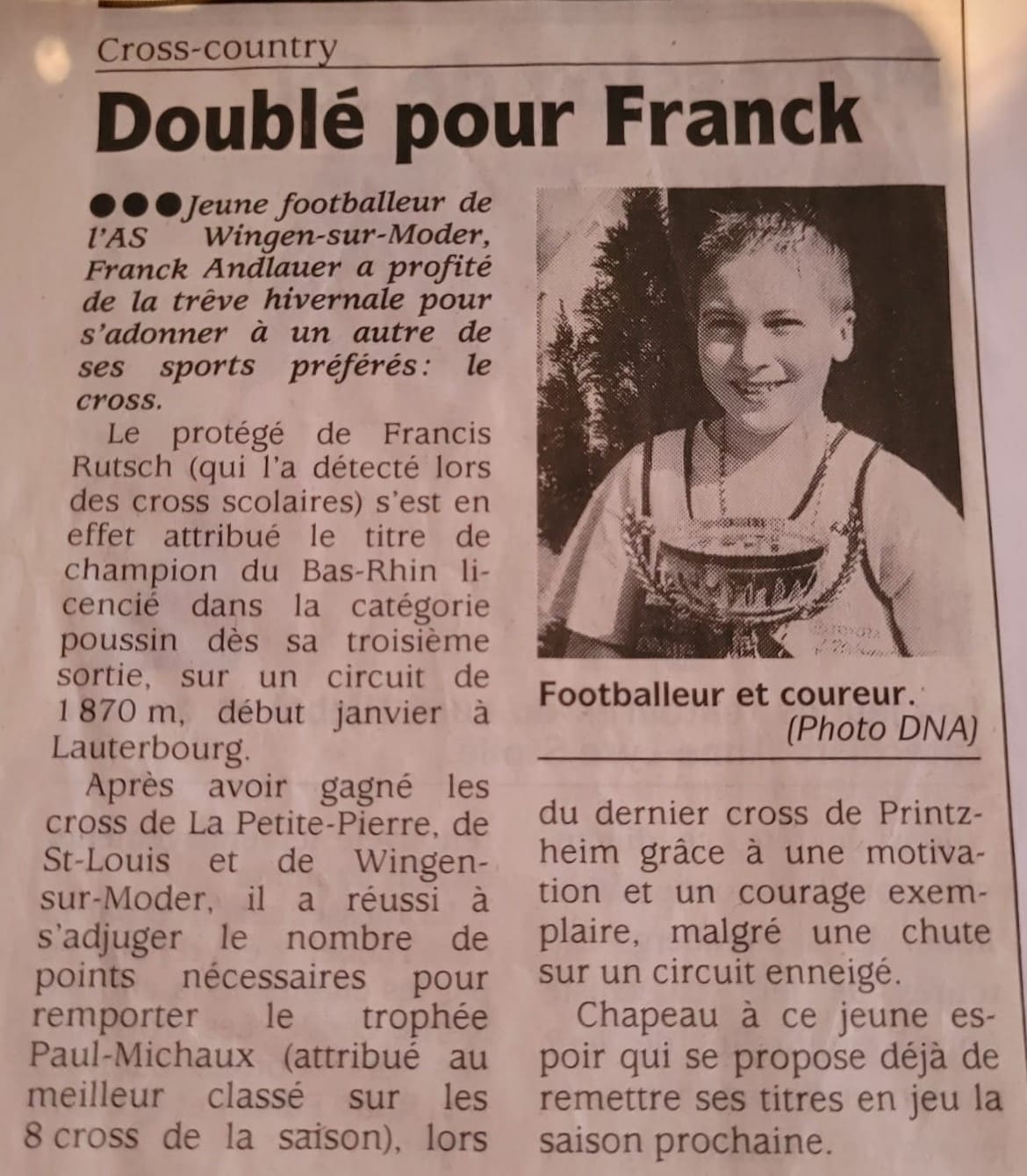 Article de journal sur Franck